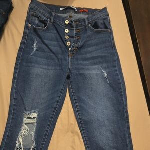 Celebrity Pink Medium Blue Distressed Skinny Jeans